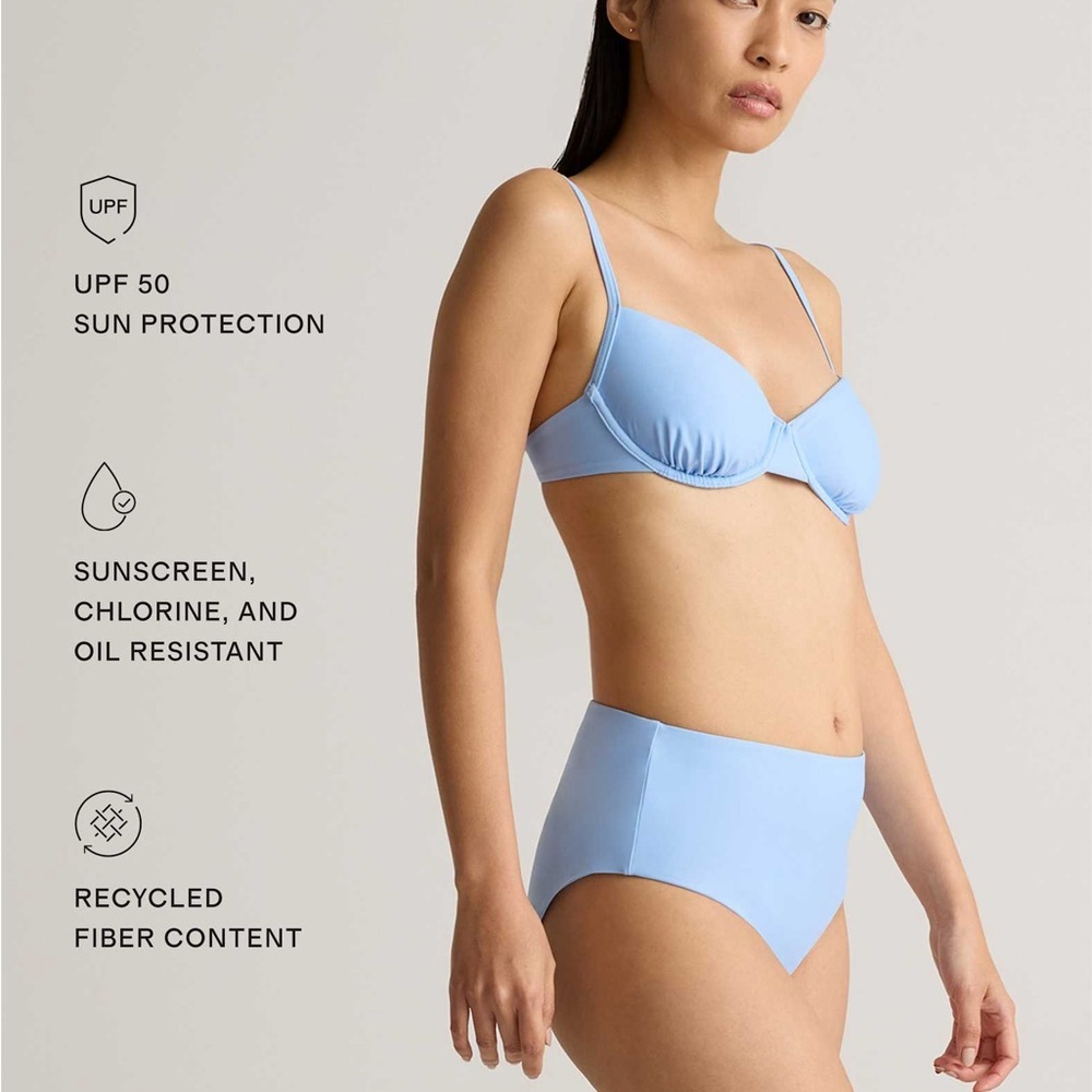 Quince Light Blue Underwire Bikini Top and High Waist Bottoms